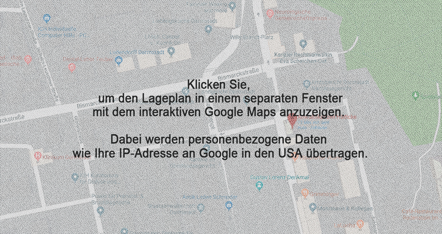 Klicken Sie, um den Lageplan in einem separaten Fenster mit dem interaktiven Google Maps anzuzeigen. Dabei werden personenbezogene Daten. wie Ihre IP-Adresse an Google in den USA übertragen.